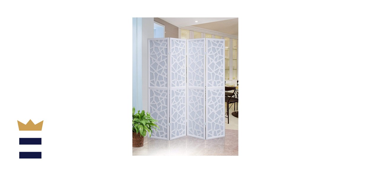 Roundhill Furniture Giyano 4 Panel Wood Frame Screen Room Divider