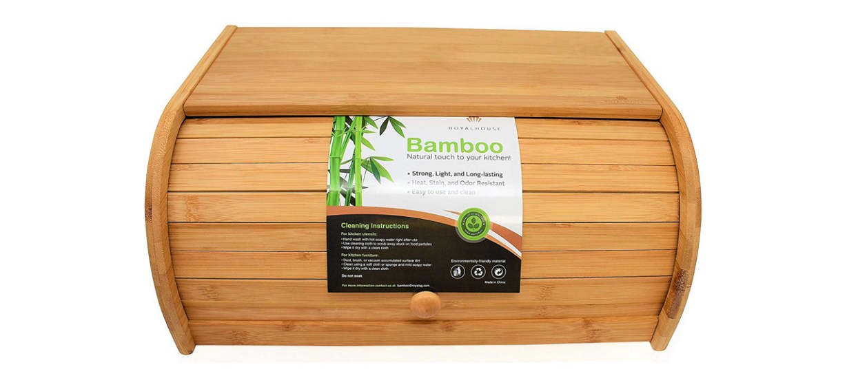 RoyalHouse Natural Bamboo Roll Top Bread Box