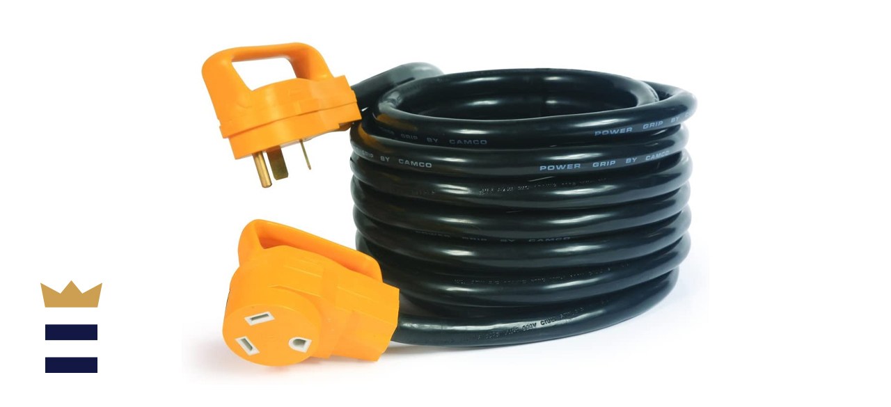 Camco (55191) 25' PowerGrip 30-Amp Extension Cord for RV and Auto