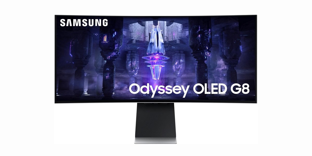 Samsung OLED G8 on white background