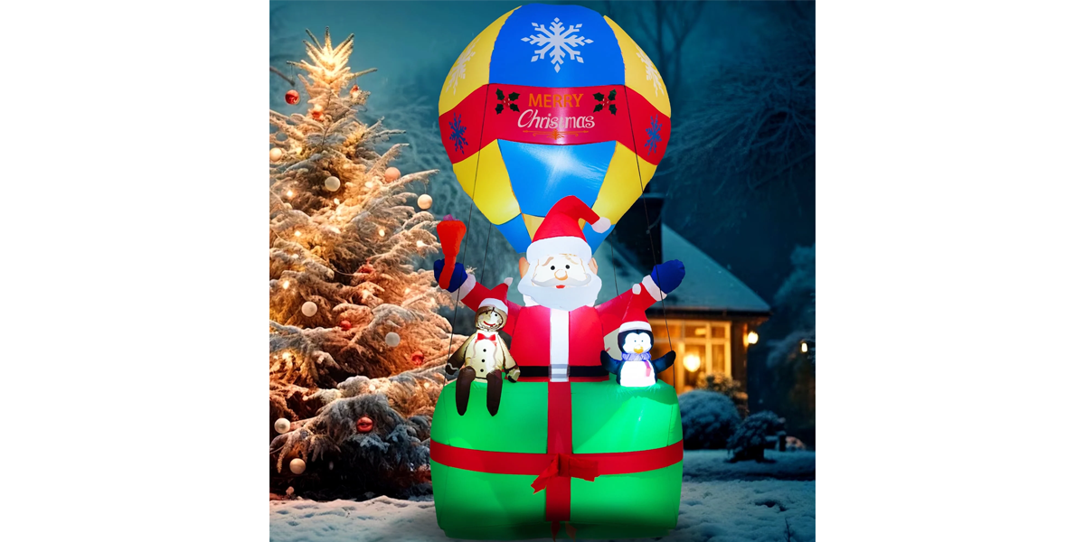 Inflatable Santa in hot air balloon