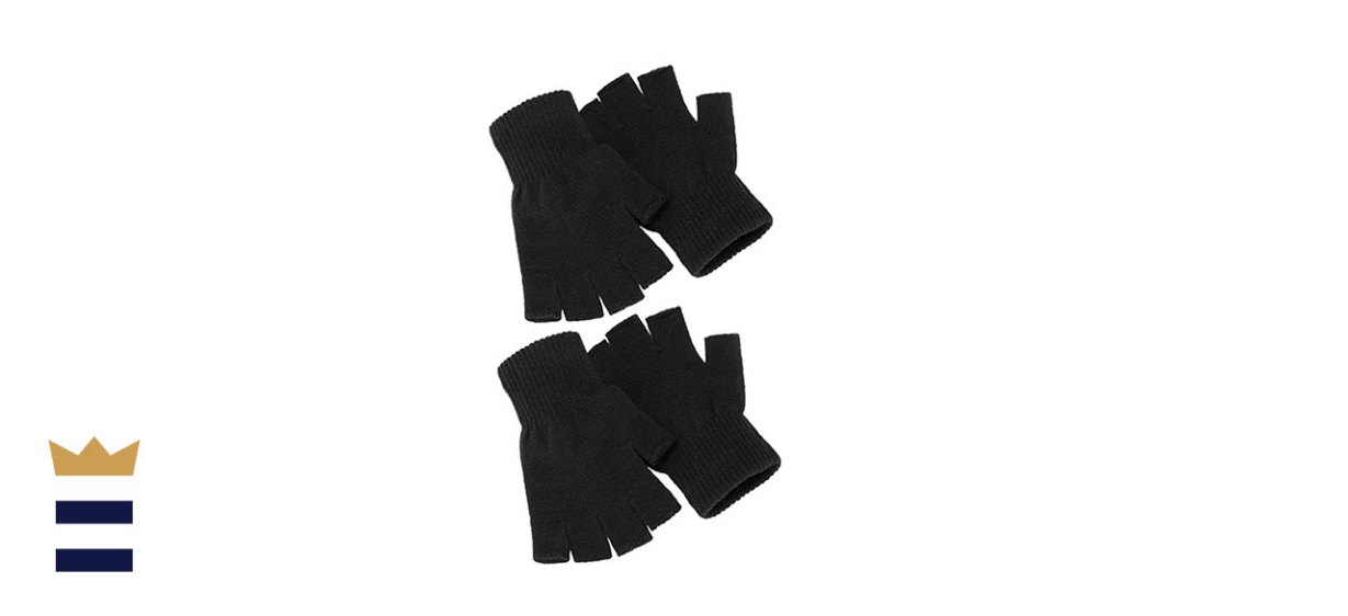 Satinior 2 Pair Black Half Finger Gloves