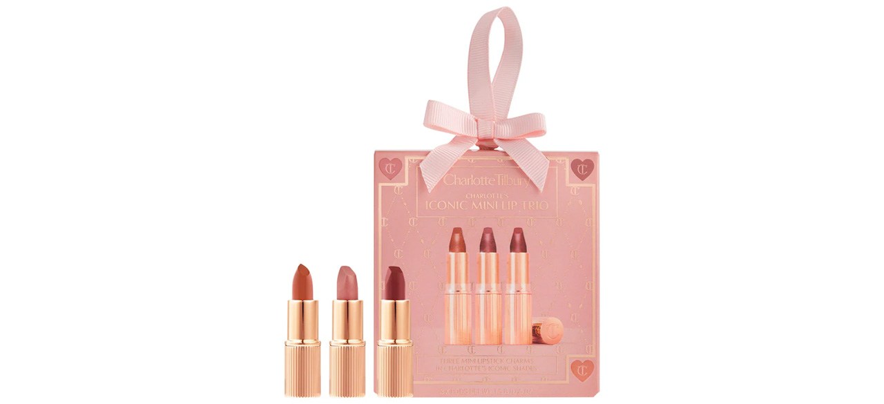 Charlotte Tilbury Iconic Mini Lip Trio in pink packaging on white background