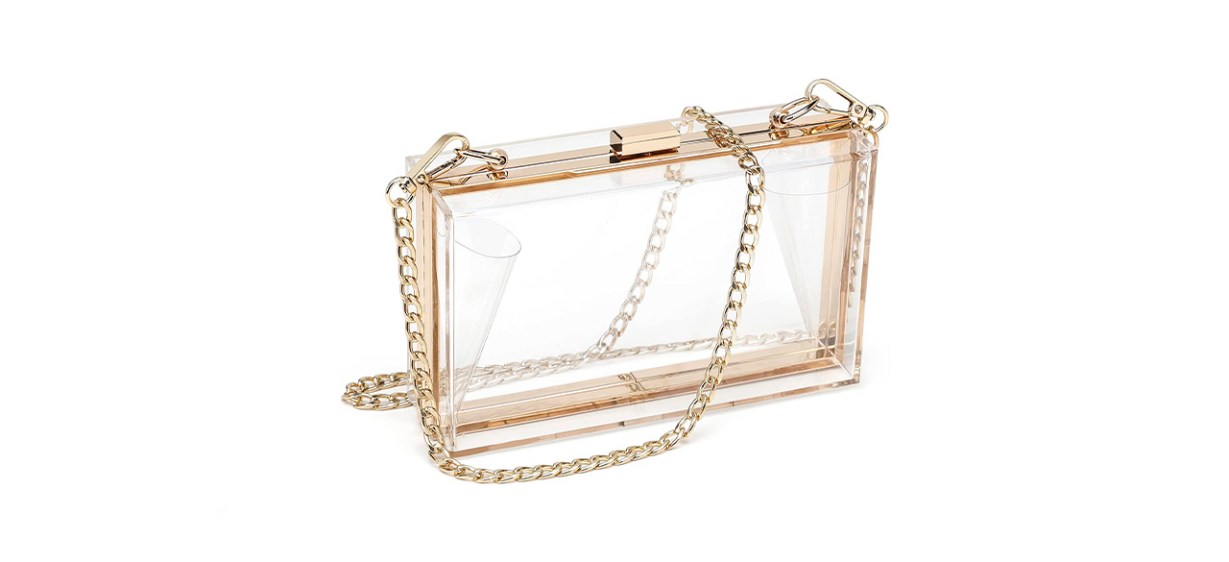 SharPlus Women Cute Clear Purse Acrylic Box Clutch Handbag, Transparent  Crossbody Evening Bag Stadium Approved Chain Strap