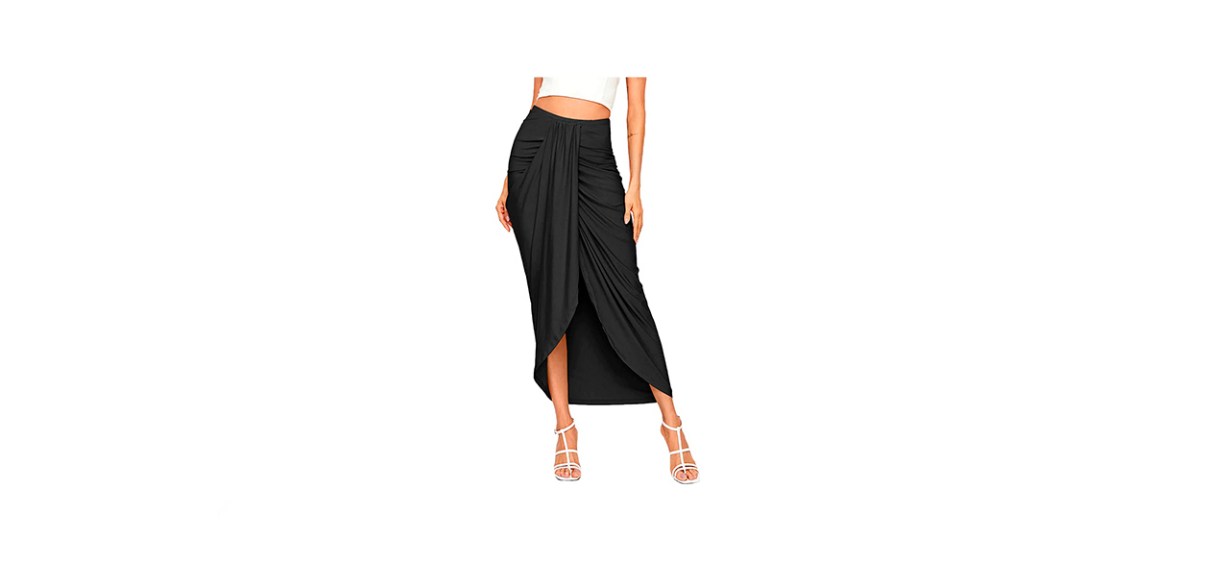 SheIn Women’s Casual Slit Wrap Asymmetrical High Waist Skirt