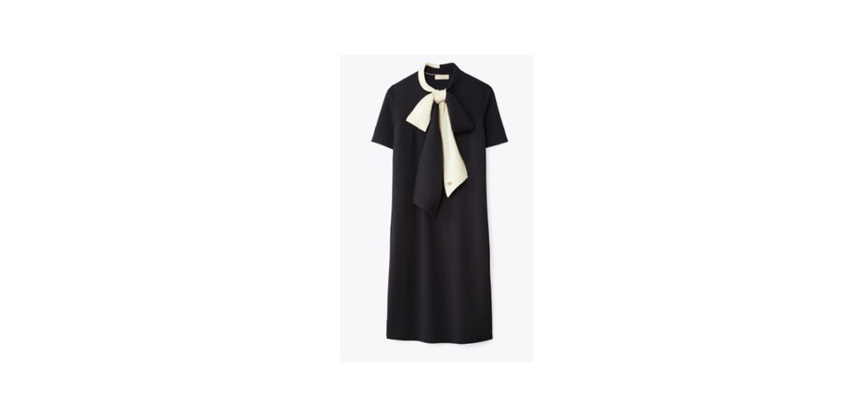 Short-Sleeve Bow Sweater Dress