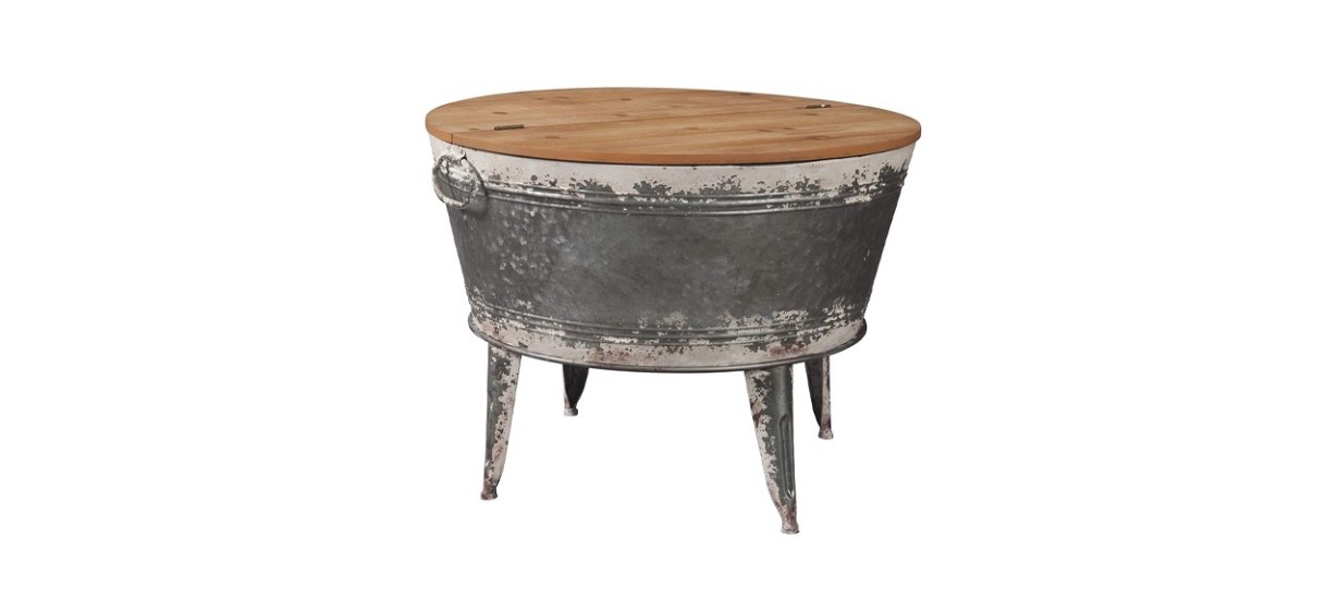 Signature Design by Ashley Shellmond Rustic Distressed Metal Accent Cocktail Table with Lift Top