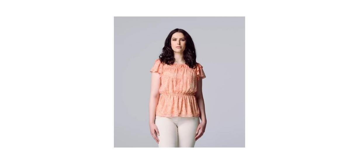 Simply Vera Wang Ruffle Sleeve Peplum Top