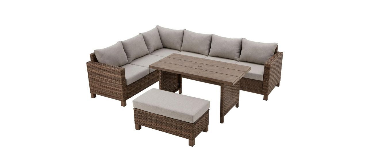 Better Homes & Gardens Brookbury 4-Piece Wicker Patio Sectional Dining Set