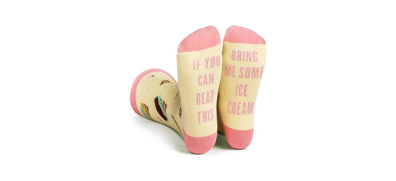 "If You Can Read This Bring Me Some Ice Cream" Socks on white background