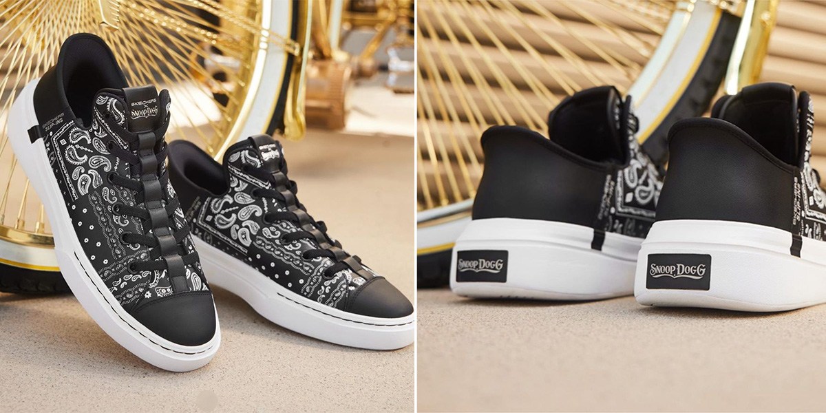 black sneakers from the new Snoop x Skechers footwear line
