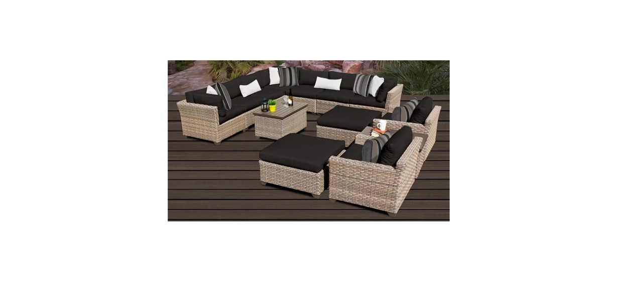 Sol 72 Outdoor Rochford All Weather Wicker-Rattan 11-Person Seating Group with Cushions