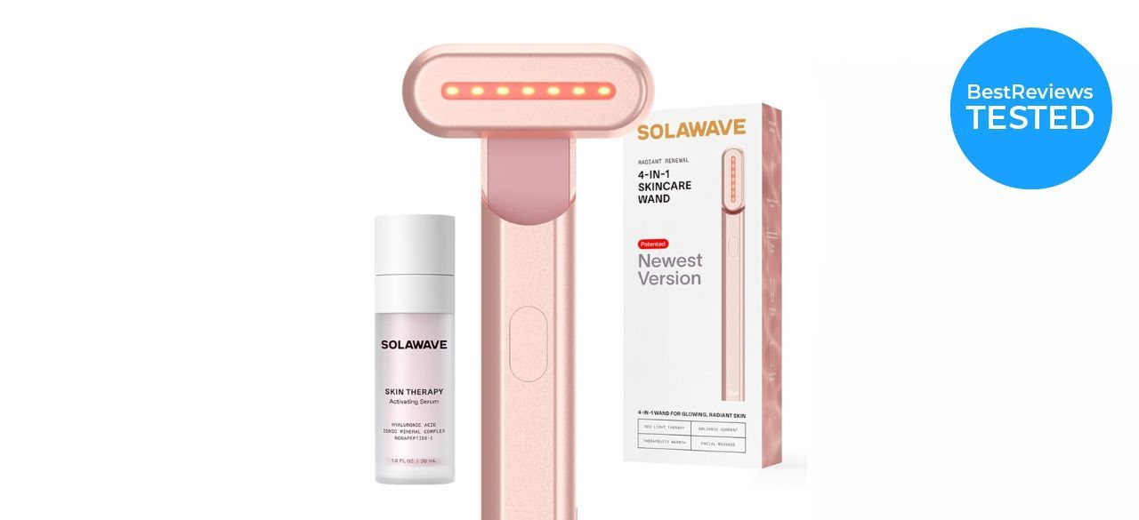 Solawave facial wand kit on white background