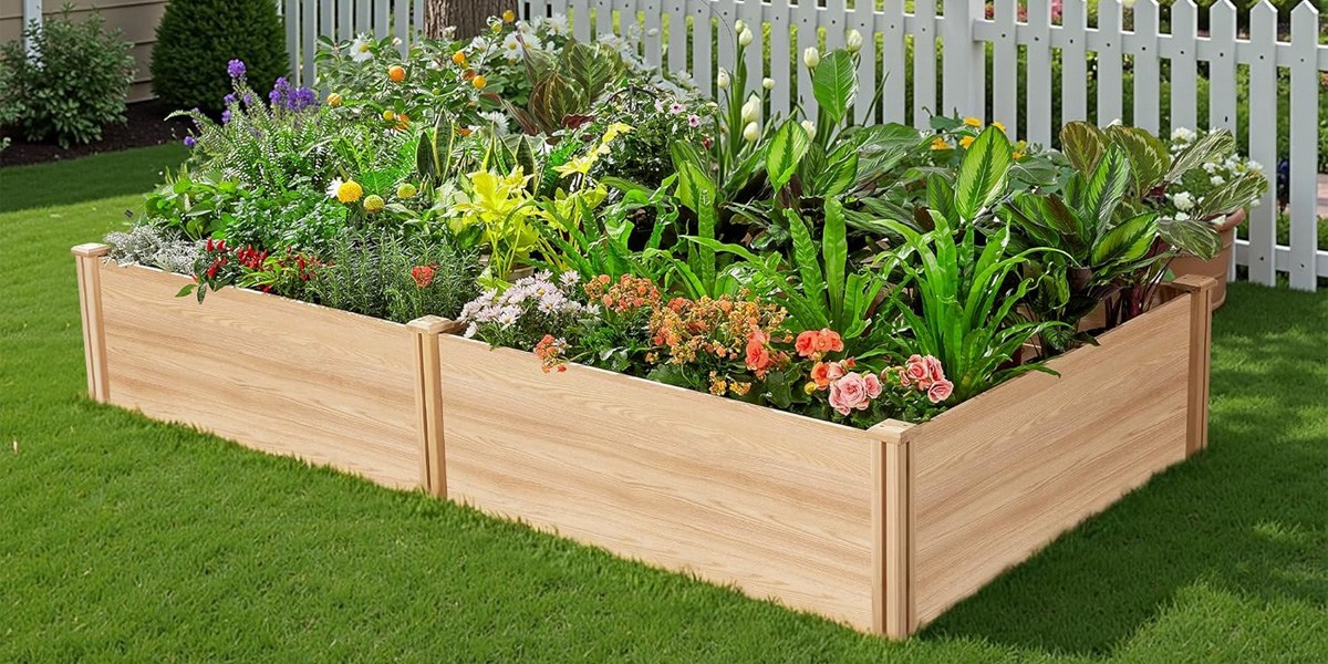 SPECRAFT 8x4 Ft Wood Raised Garden Bed