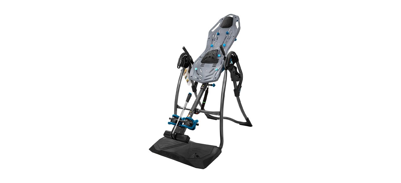 black, gray and blue inversion table