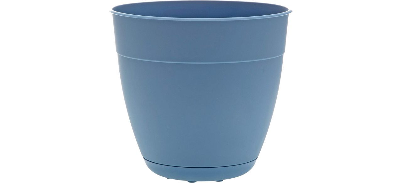 A blue plastic pot