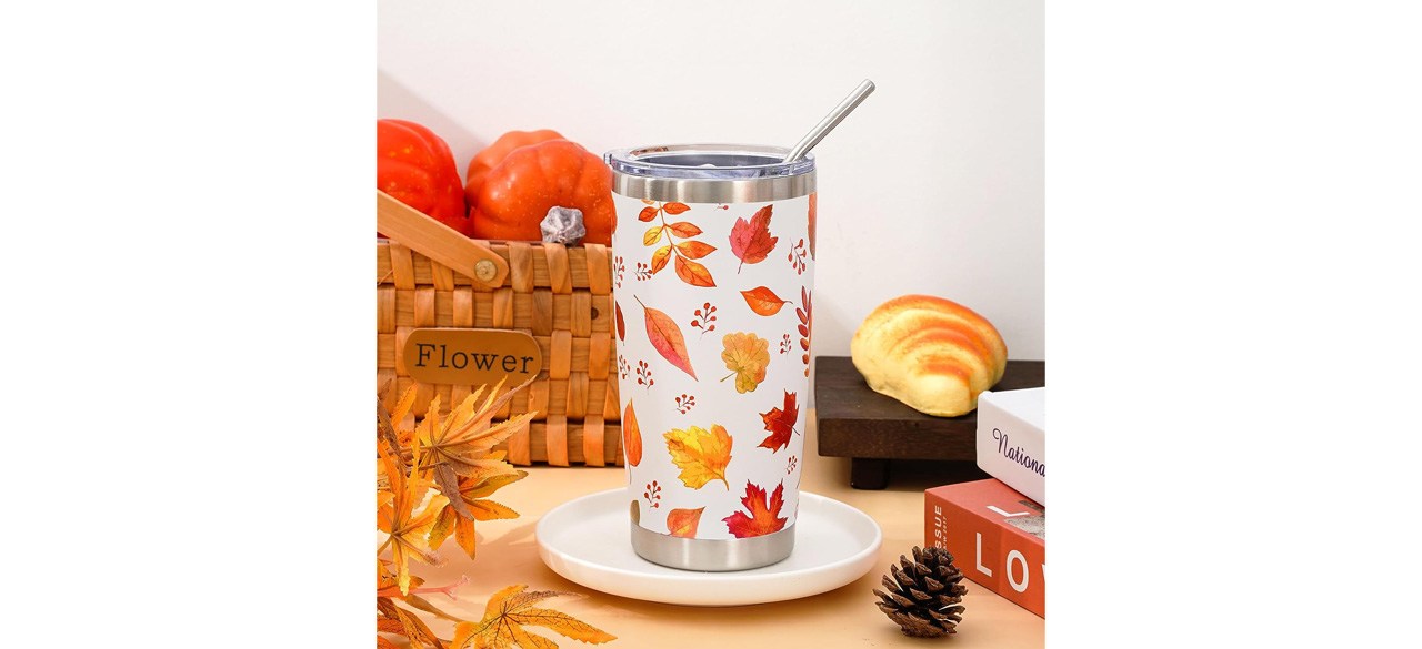 Best Whaline Fall Tumbler with Lid and Straw