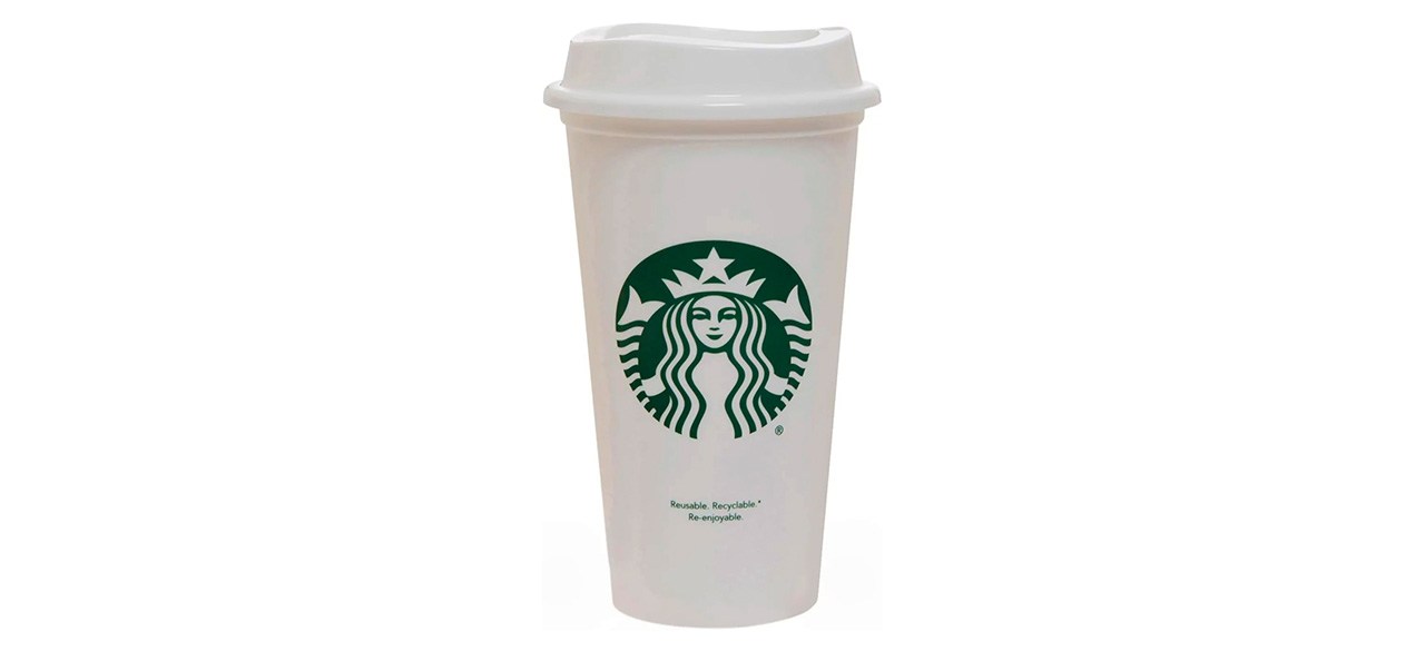 Starbucks White Reusable Plastic Travel Mug/Cup/Tumbler