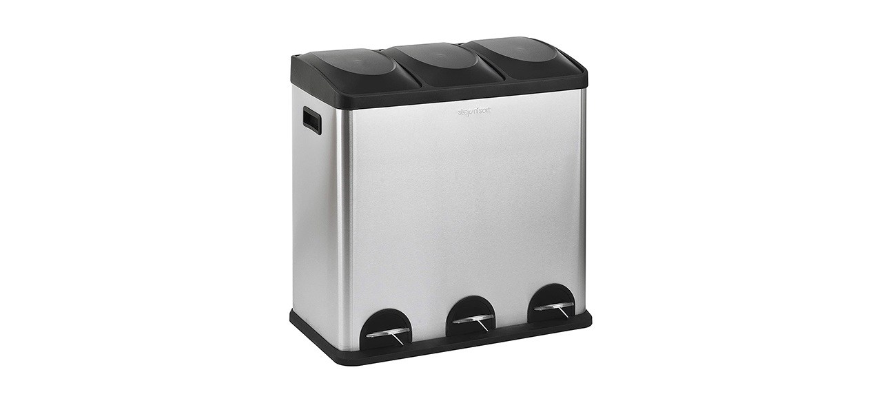 Step N’ Sort 16-Gallon 3-Compartment Stainless Steel Trash and Recycling Bin