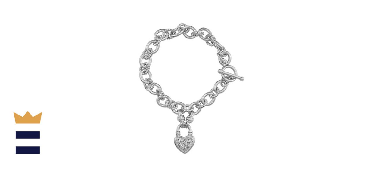 Sterling Silver 0.25 Carat Diamond Heart Toggle Bracelet