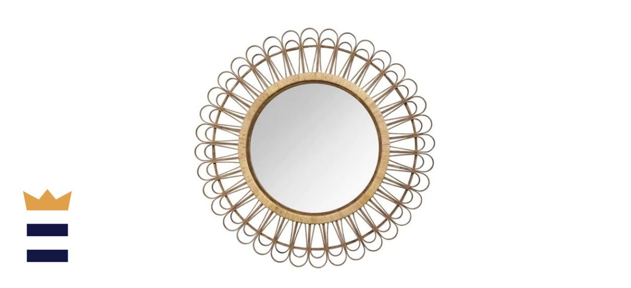 Stratton Home Decor Round Tulum Rattan Mirror