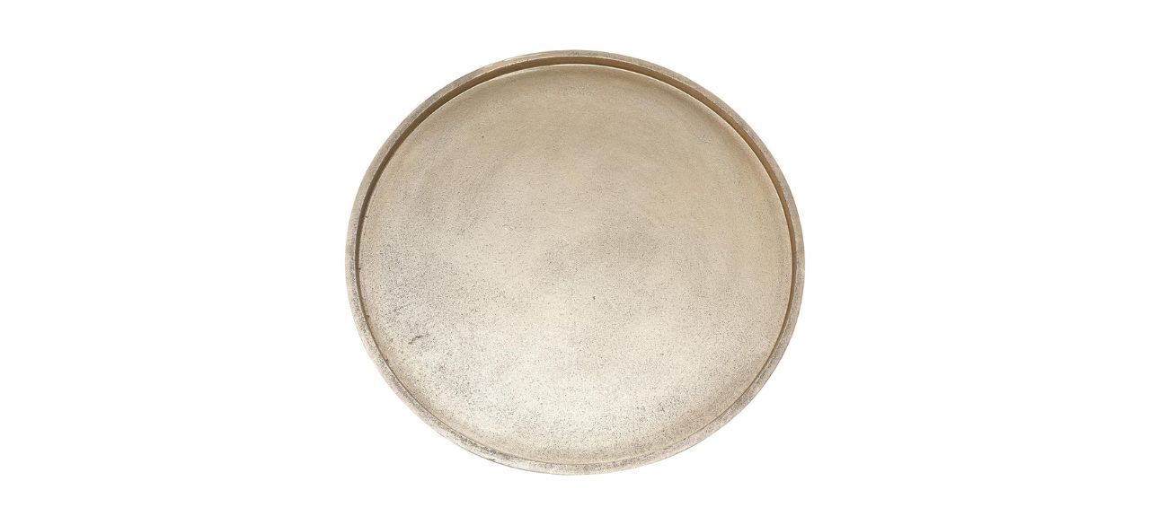 circular DN Deconation Gold Tray on white background