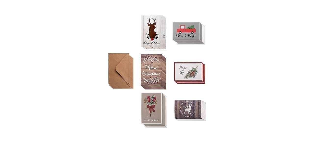 Sustainable Greetings 48-Pack Rustic Holiday Cards