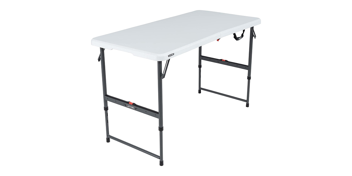 Best Lifetime 4-foot One Hand Adjustable Height Fold-In-Half Table