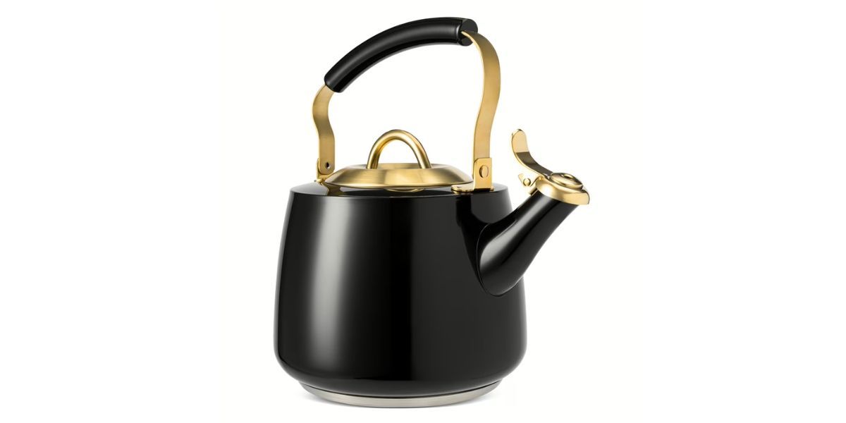 Thyme & Table Stainless Steel 1.8L Stovetop Tea Kettle - Black & Gold