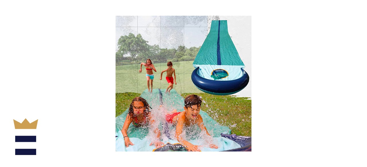 TEAM MAGNUS Water Slide - Central Sprinkler and XL Crashpad for Backyard Races 