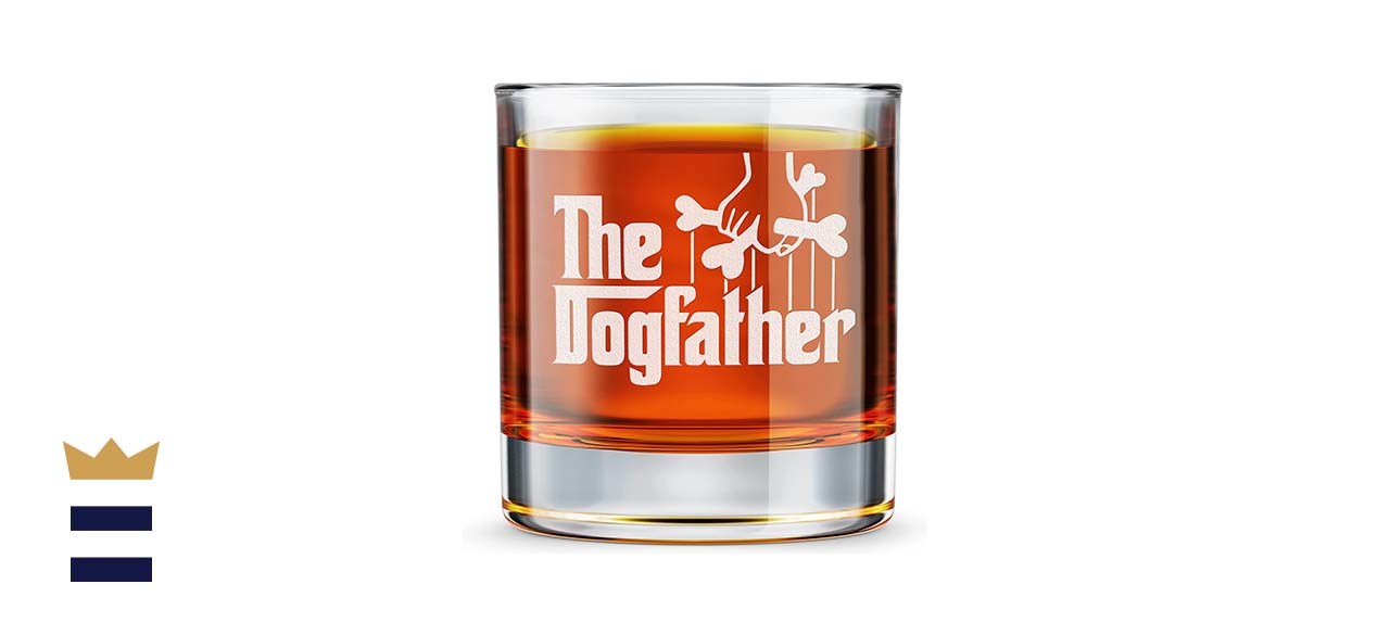 The Dogfather Etched 10.25 Whiskey Rocks Glass