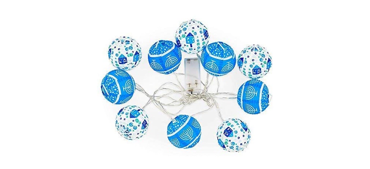 The Dreidel Company 10 Hanukkah LED Battery Powered 3" Mini Round Lantern String Lights