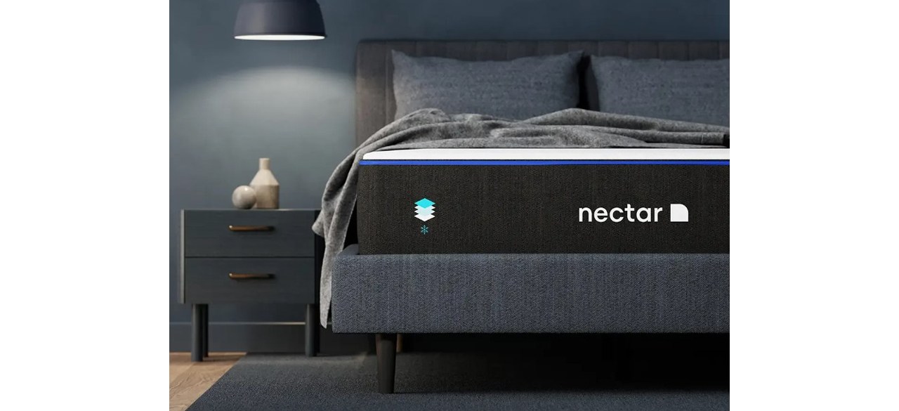 The Nectar Memory Foam Mattress in dark bedroom