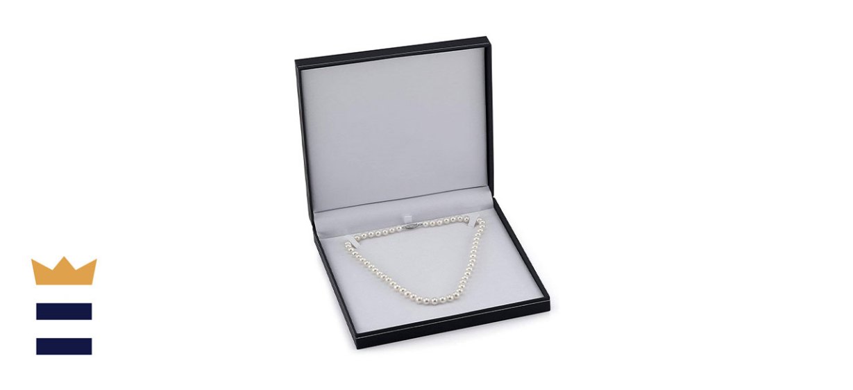 The Pearl Source 14 karat White Saltwater Cultured Pearl Necklace