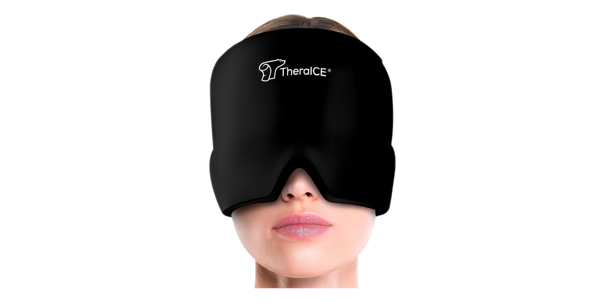 TheraICE migraine relief cap on a woman