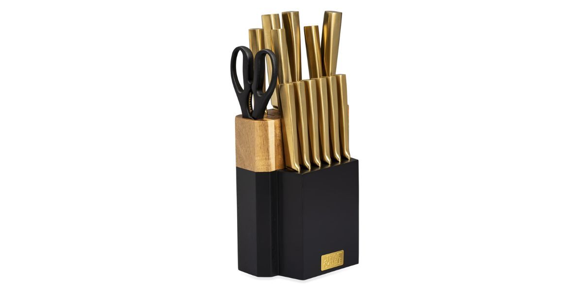 Thyme & Table 15-Piece Knife Block Set with Knife Sharpener