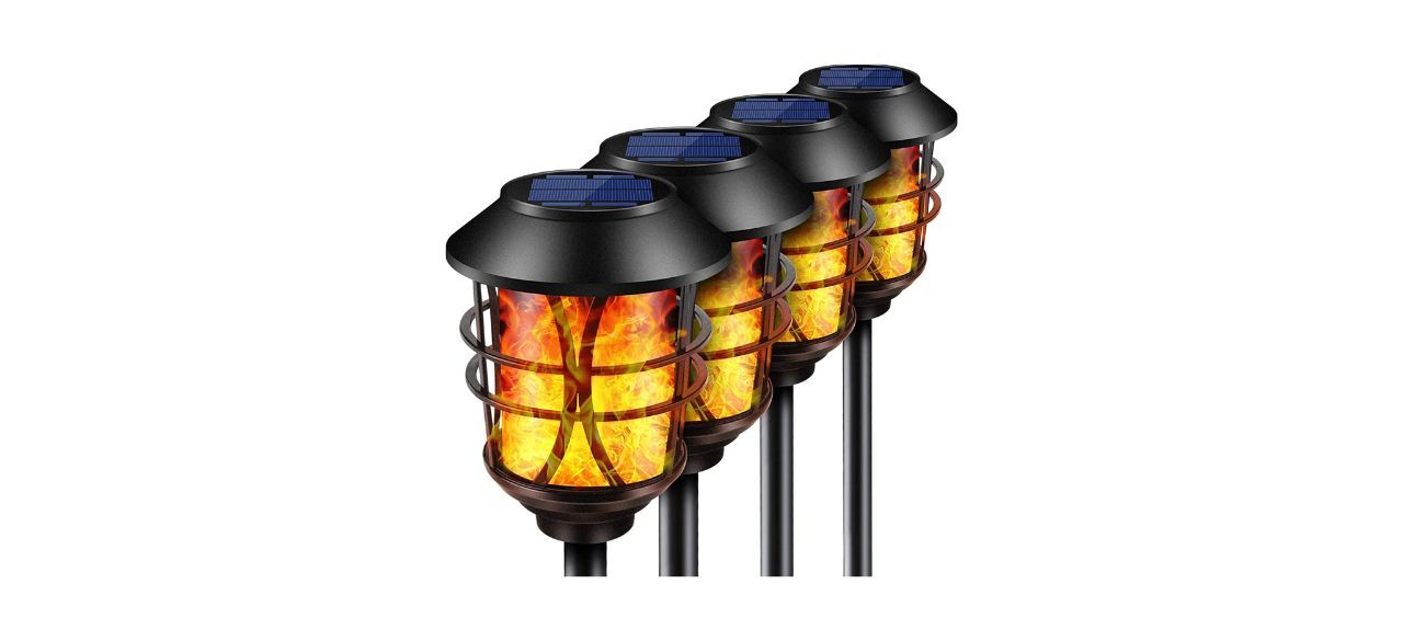 TomCare Flickering Flames Solar Torches, Set of 4