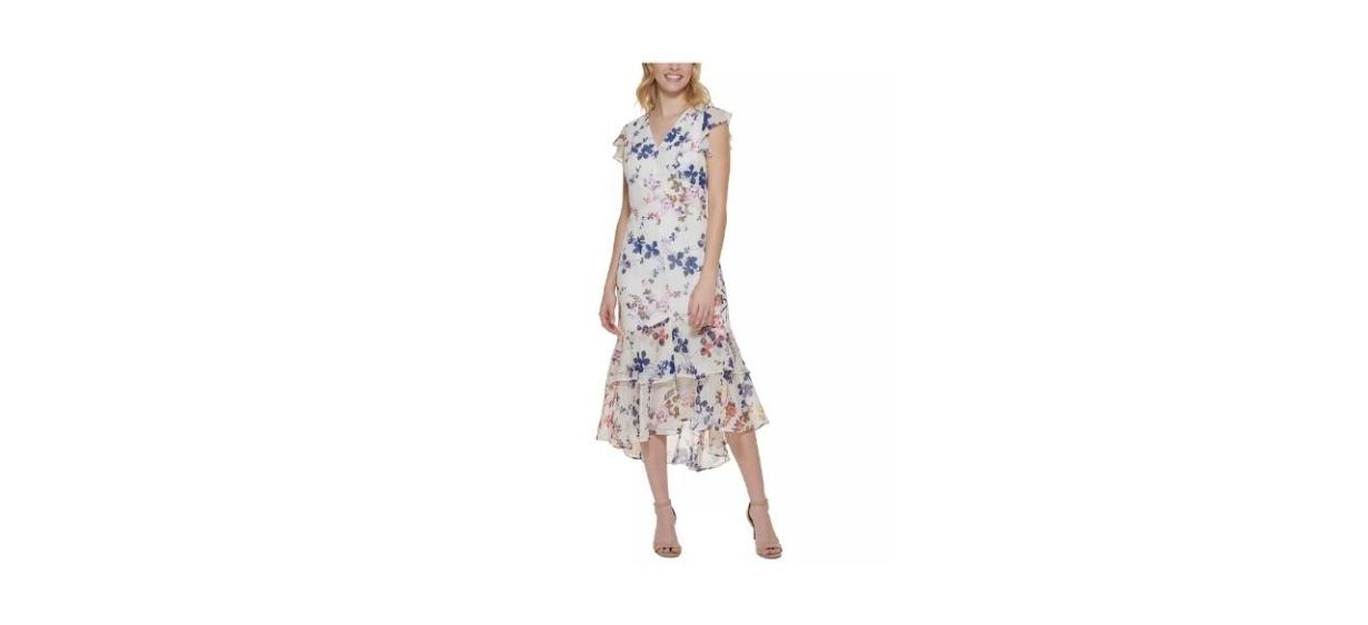 Tommy Hilfiger Floral-Print Ruffled Midi Dress