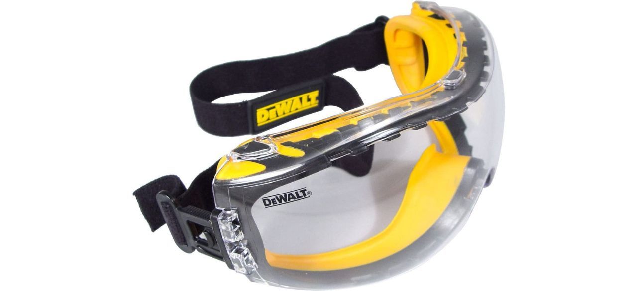 the DEWALT Concealer Safety Goggle with Clear Anti-Fog Lens