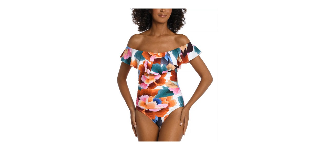 best La Blanca Off-Shoulder Ruffle One-Piece Swimsuit