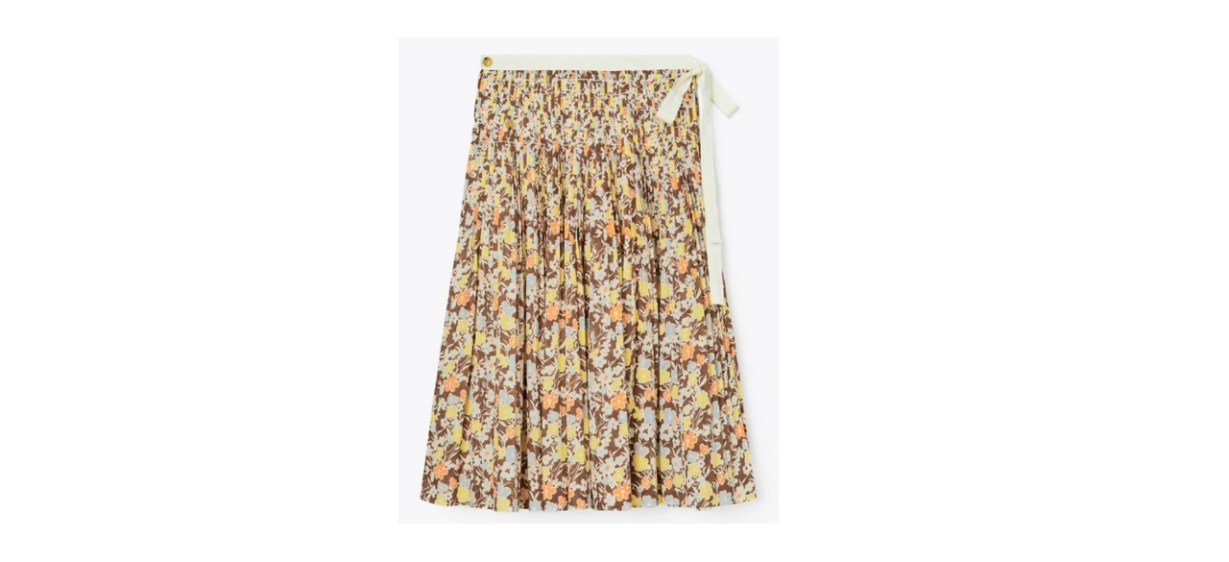 Tory Burch Pleated Tie Wrap Skirt