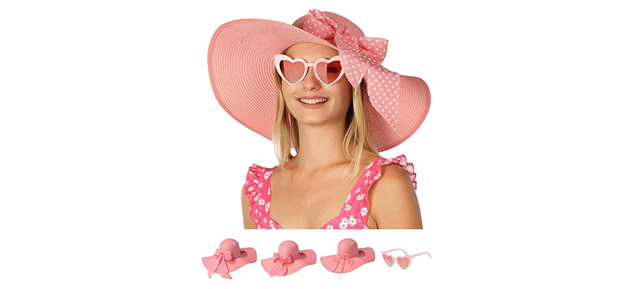 Best Funcredible Pink Wide Brim Sun Hat