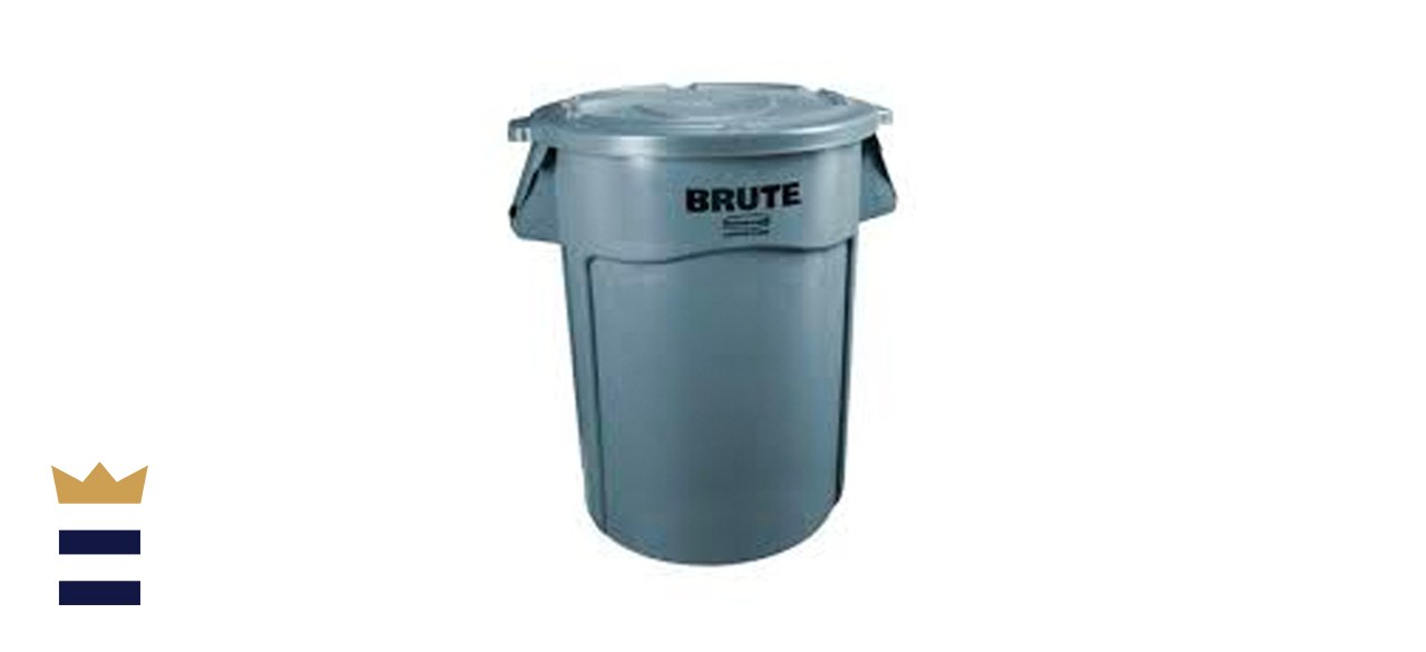Brute 32 Gal. Gray Round Vented Trash Can with Lid