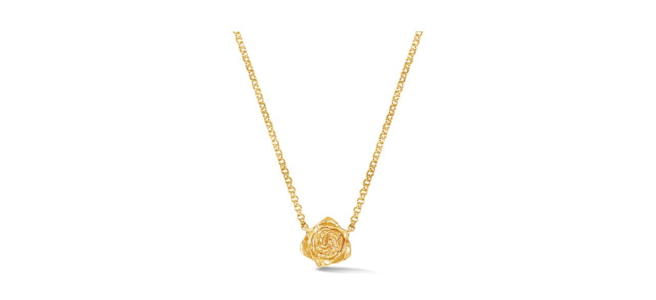 Sterling silver rose pendant necklace with gold vermeil finish