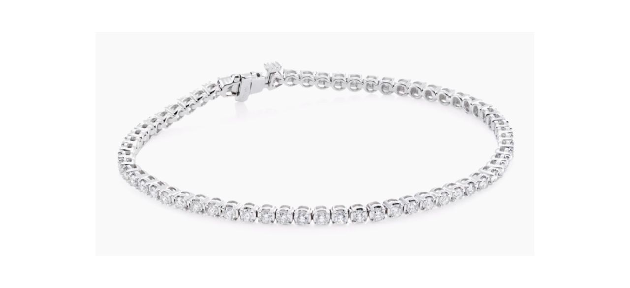 Tennis bracelet with round 2-karat diamonds and 14-karat white gold