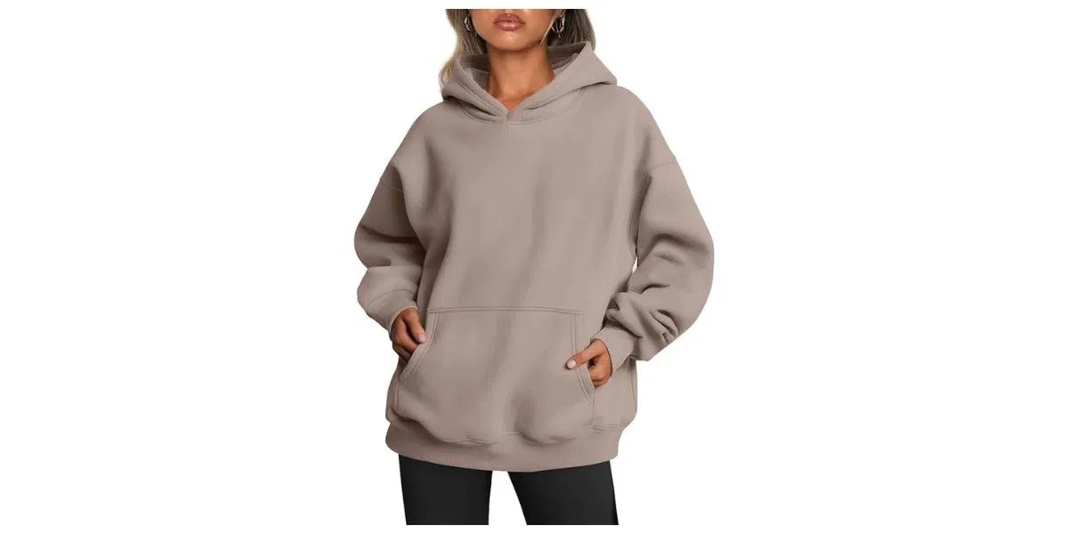 Trendy Queens Womens Oversized Hoodie on woman on white background