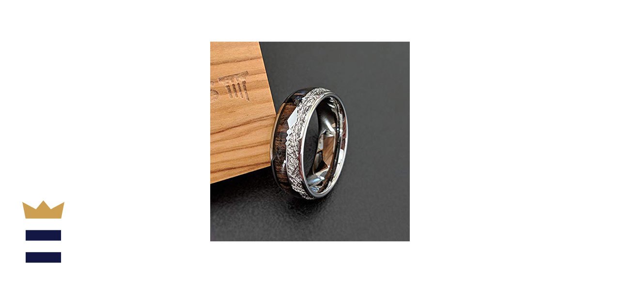 Tungsten, Koa Wood and Meteorite Ring