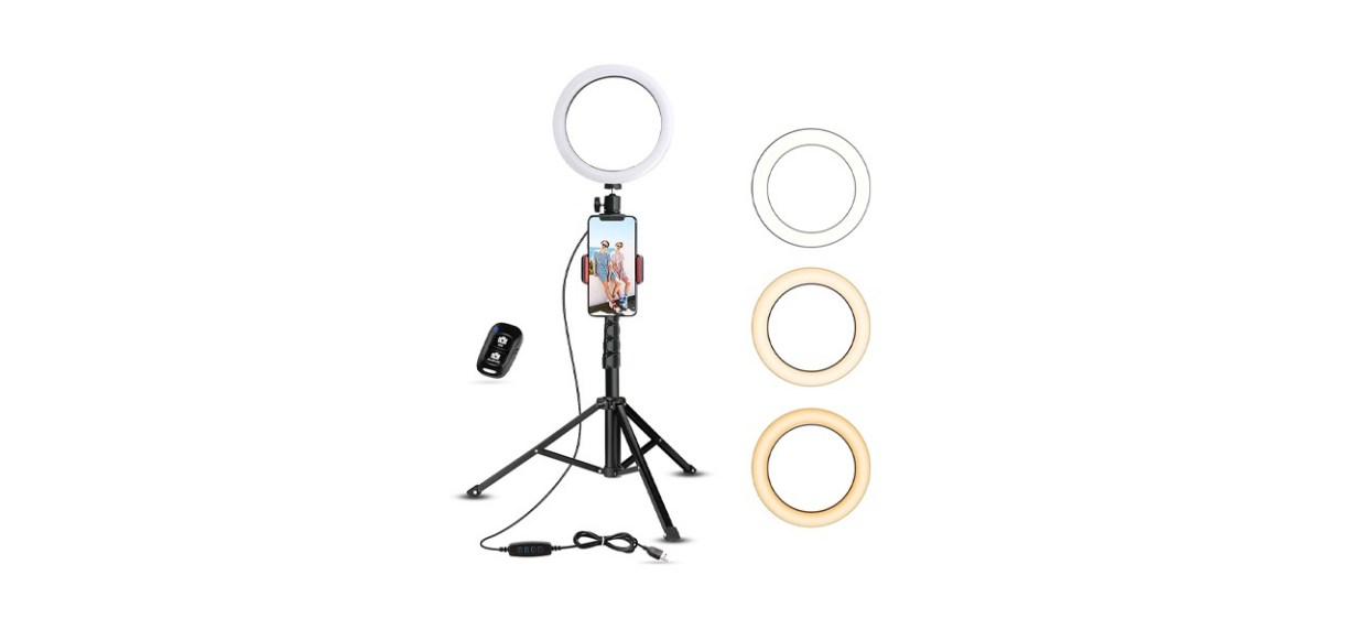 UBeesize Selfie Ring Light with Tripod Stand &amp; Cell Phone Holder for Live Stream