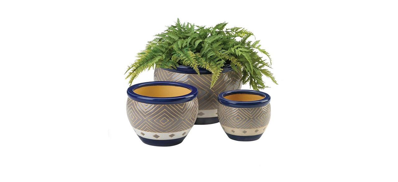 Union Rustic Amarelys Three-Piece Ceramic Pot Planter Set