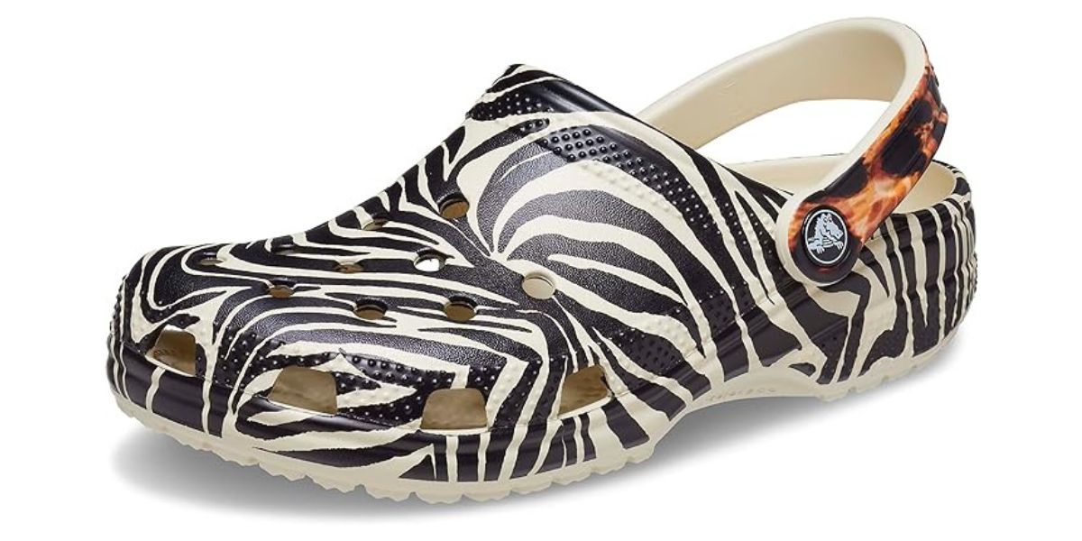 white sandals with black zebra stripes